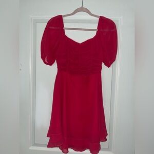 Altar'd State Pink Puff Sleeve Mini Dress
